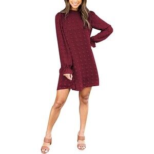 Adibosy Long Sleeve Swiss Dot Mini Dress Sz S